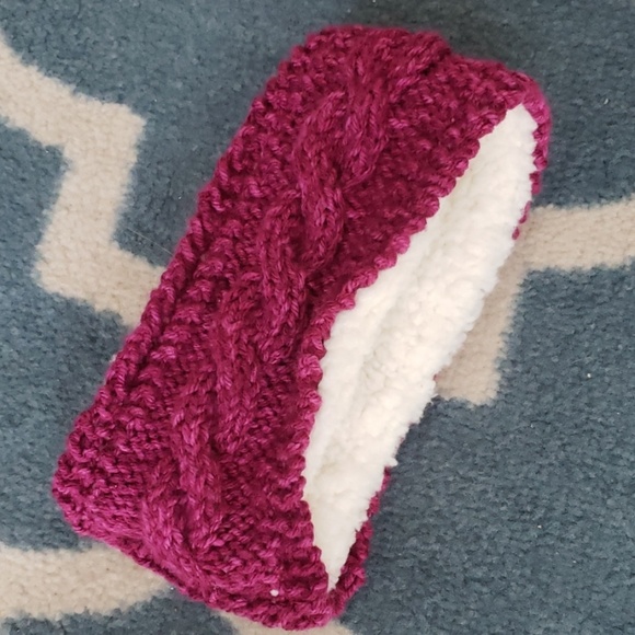 Accessories - Hand knit Earband with Sherpa Fur lining